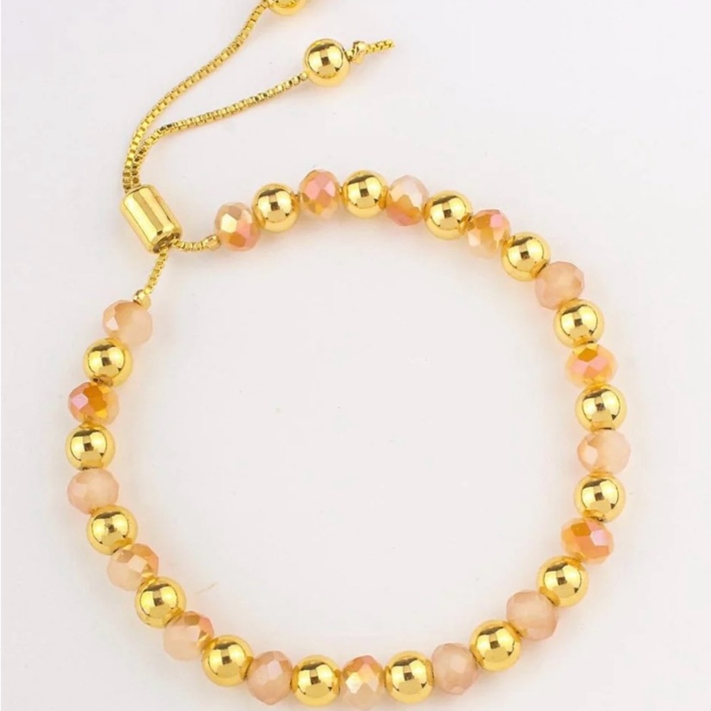 FASHION STAINLESS STEEL GOLD & NATURAL PEARL BRACELET
